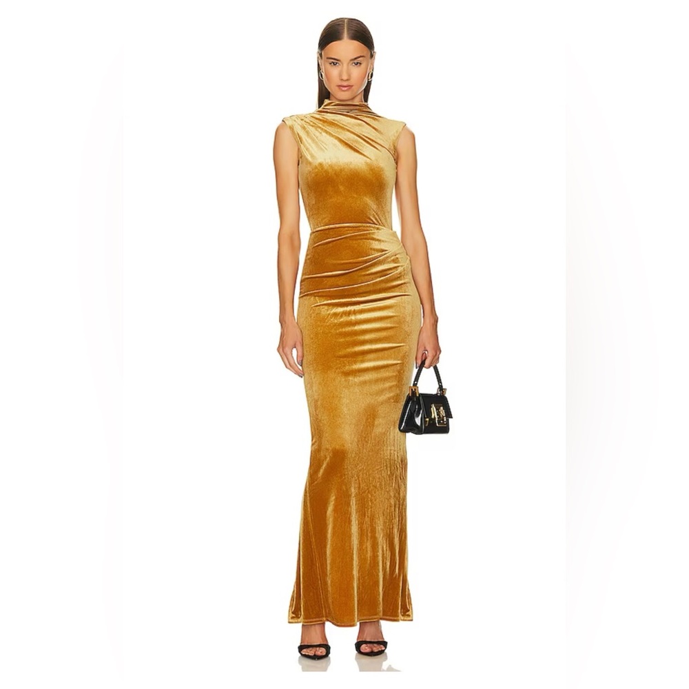 Michael Costello x Revolve Gold Velvet Dress